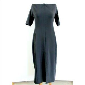 Zara Off Shoulder Dress w/ Slit in Black - Large